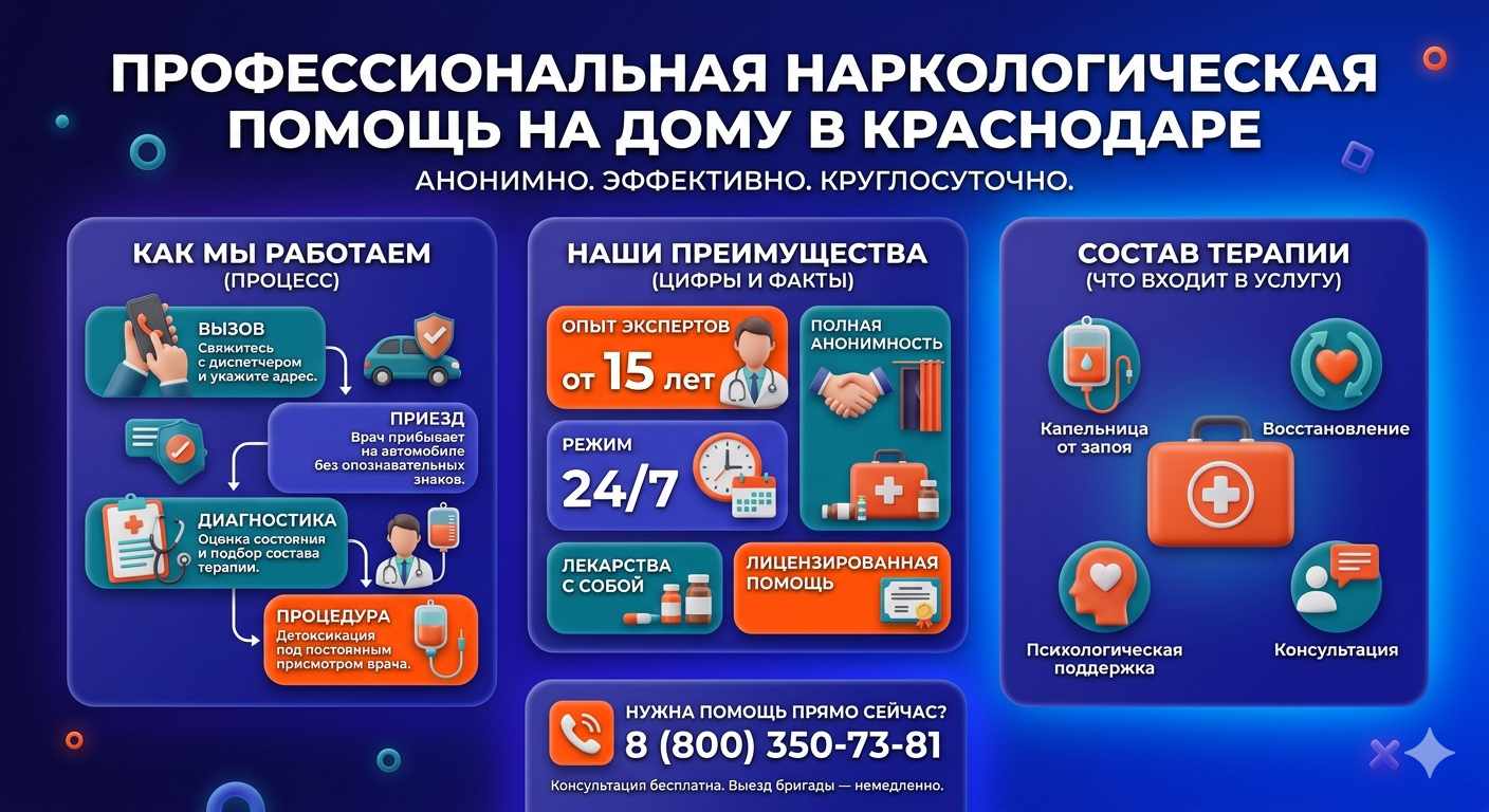 Инфографика о принципах лечения алкоголизма на дому в Пограничном: этапы вызова нарколога, преимущества анонимной детоксикации и состав медицинской помощи.